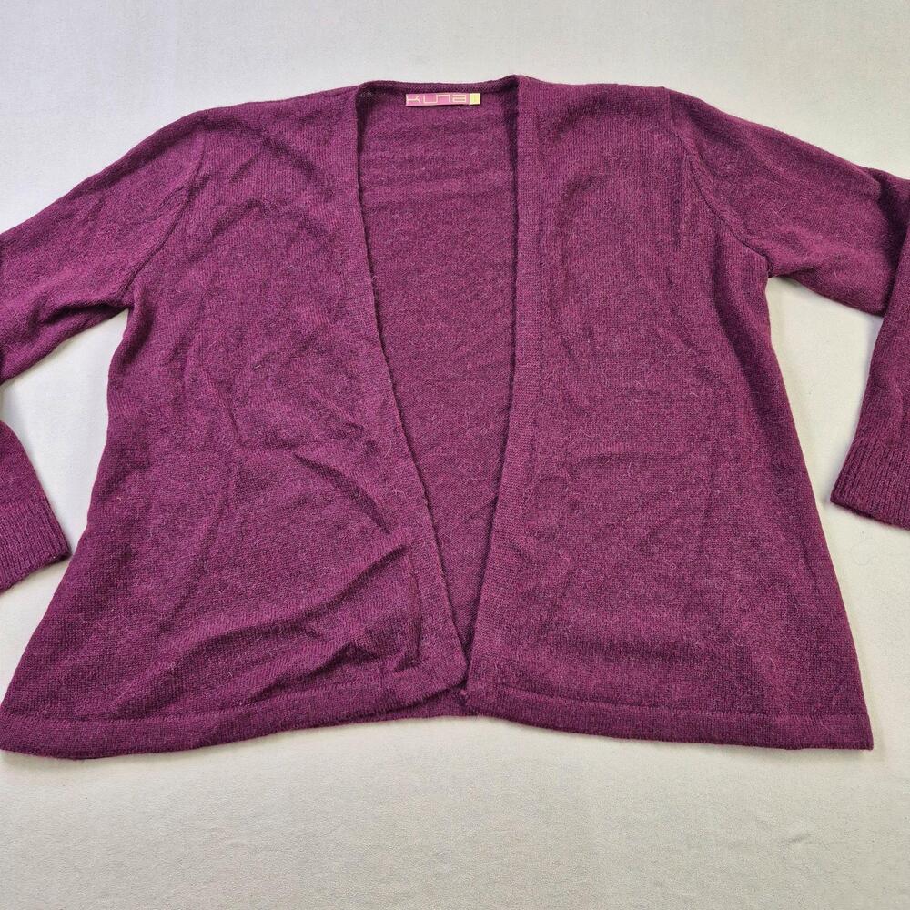 Kuna Cardigan Sweater Womens XL Purple Baby Alpaca Open Front Long Sleeve Soft